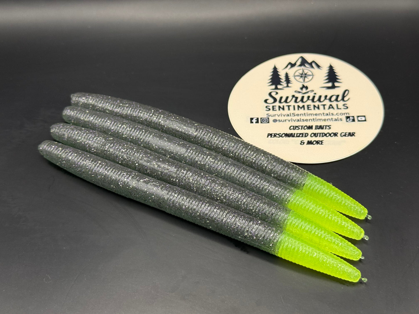 5″ Stick Bait — Electric Jade - Color-Tip Series (8-Pack) | Soft Plastic Bass Bait | Hand-Injected, Salt-Loaded