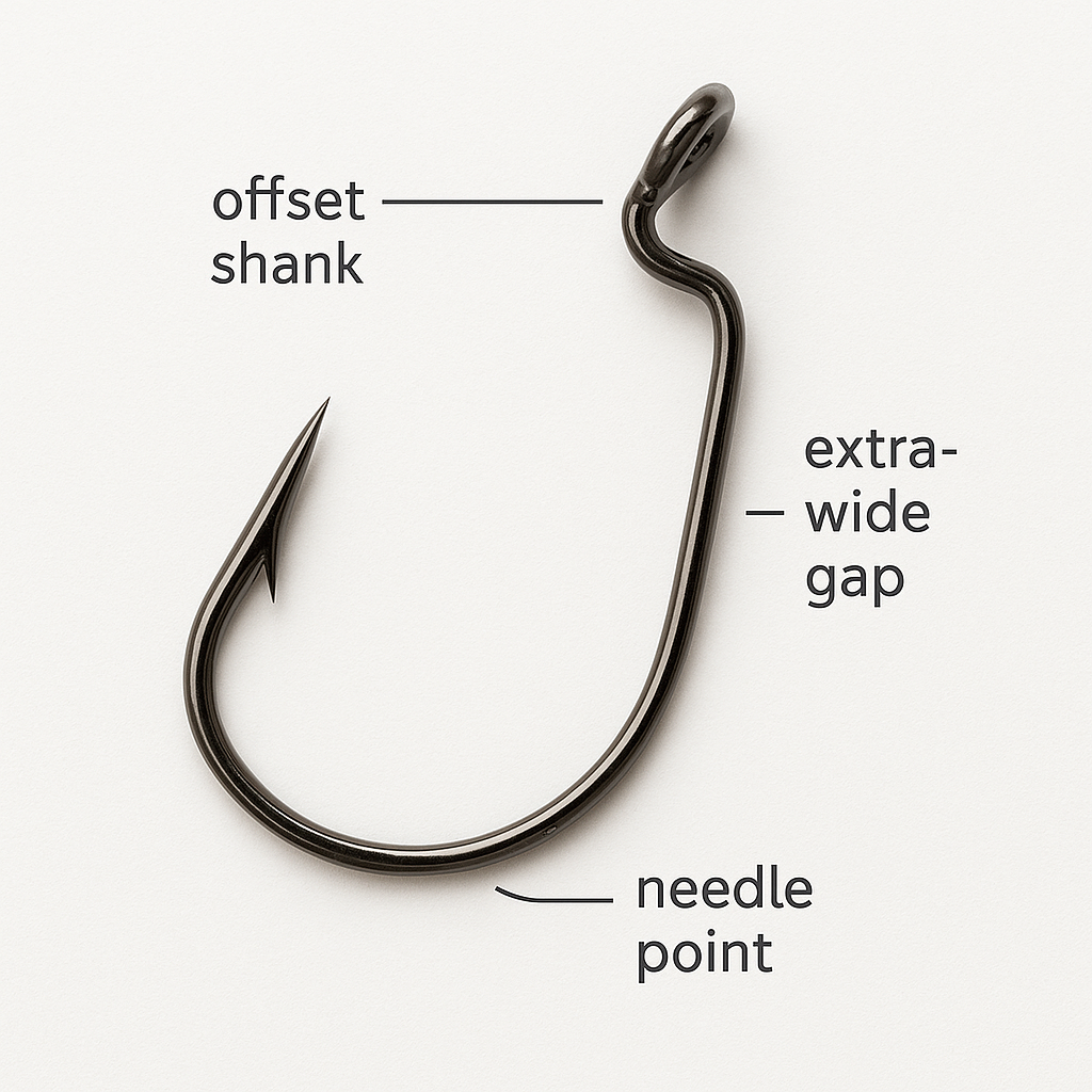 3/0 Extra-Wide Gap Hooks (5 Pack) | Texas/Weightless Rigs/ Bass Fishing Hook