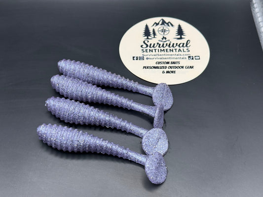 Bass Fishing Bait - Limited Drop: Silver Surfer — Stick Bait, Ned & Swimbait (Gunmetal Flake / Clear-Pearl)