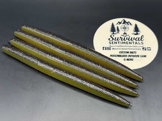 5" Stick Bait — Sunfish (Laminate/Dual Color)- Soft Plastic Bass Bait (8-Pack)