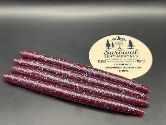 5" Stick Bait - Blueberry Jam - Soft Plastic Bass Bait (8-Pack)