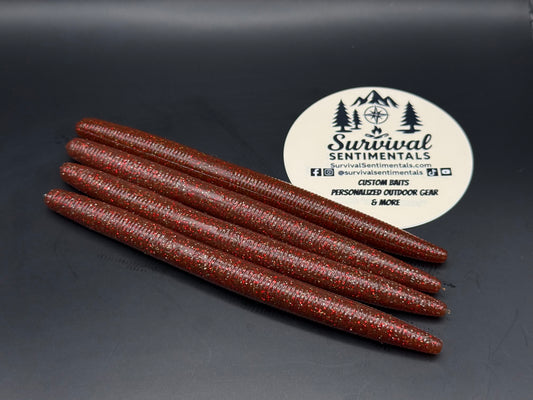 Crimson Craw — Crimson Craw 5 inch stick worm soft plastic bass bait by Survival Sentimentals
